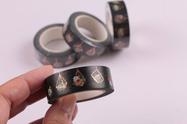 Terrarium Washi Tape with Rose Gold Foil Accents
