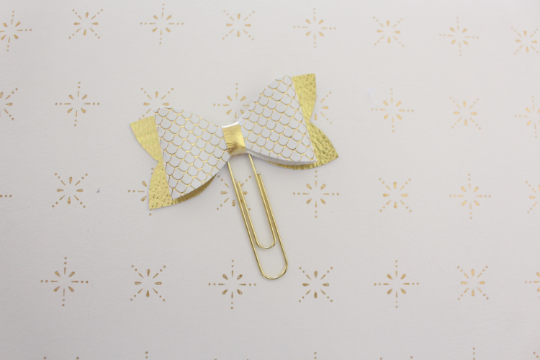 White and Gold Mermaid Planner Bow Clip
