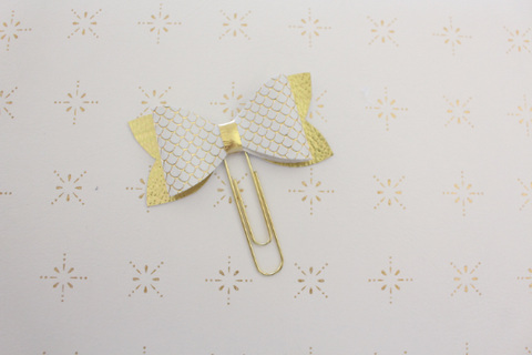 White and Gold Mermaid Planner Bow Clip