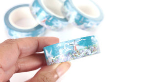 Windmill washi tape with Silver foil accents