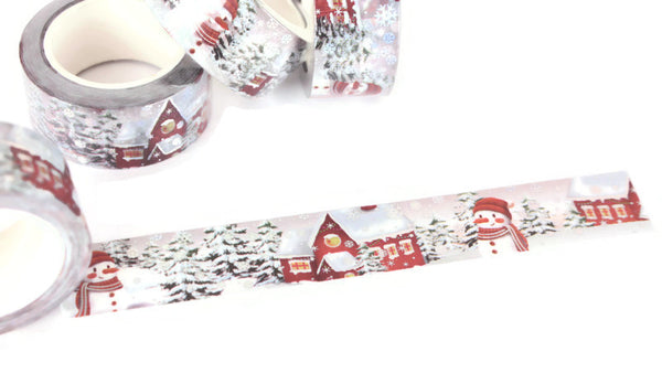 Winter Wonderland Wide Washi Tape with Silver Foil accents, 20mm washi tape