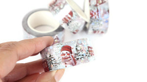 Winter Wonderland Wide Washi Tape with Silver Foil accents, 20mm washi tape