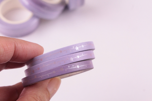 Foil Stars on Shades of purple Washi Tape, Skinny Washi tape